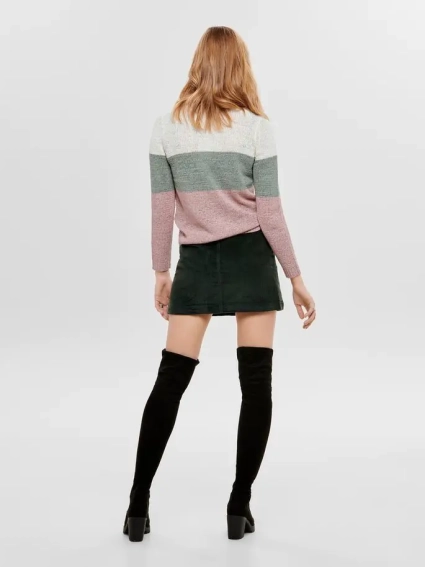 Пуловер ONLGEENA L/S BLOCK PULLOVER KNT 15161415-Cloud Dancer-Stripes:W. CHINOIS GREEN/ROS ONLY 15161415-Cloud Dancer-Str фото 2 — интернет-магазин Tapok