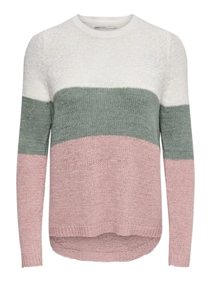 Пуловер ONLGEENA L/S BLOCK PULLOVER KNT 15161415-Cloud Dancer-Stripes:W. CHINOIS GREEN/ROS ONLY 15161415-Cloud Dancer-Str фото 4 — интернет-магазин Tapok
