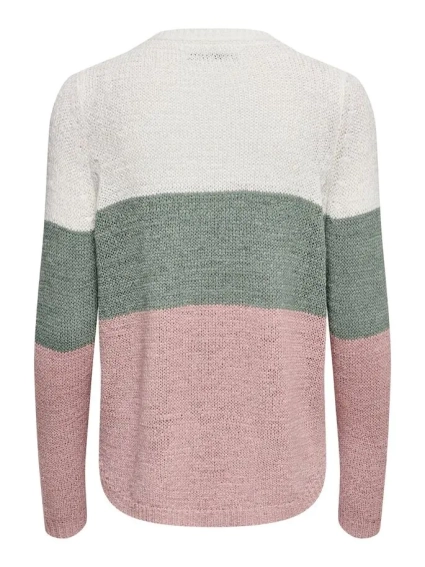 Пуловер ONLGEENA L/S BLOCK PULLOVER KNT 15161415-Cloud Dancer-Stripes:W. CHINOIS GREEN/ROS ONLY 15161415-Cloud Dancer-Str фото 5 — интернет-магазин Tapok