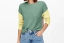 Пуловер ONLNICCI L/S BLOCK PULLOVER EX KNT 15257294-Creme De Menthe-Детали:PASTEL YELLOW/ROSE ONLY L 15257294-Creme De Menthe- Фото 1