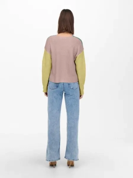 Пуловер ONLNICCI L/S BLOCK PULLOVER EX KNT 15257294-Creme De Menthe-Детали:PASTEL YELLOW/ROSE ONLY L 15257294-Creme De Menthe- фото 2 — интернет-магазин Tapok
