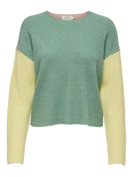 Пуловер ONLNICCI L/S BLOCK PULLOVER EX KNT 15257294-Creme De Menthe-Детали:PASTEL YELLOW/ROSE ONLY L 15257294-Creme De Menthe- фото 3 — интернет-магазин Tapok