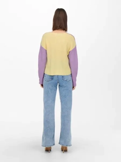 Пуловер ONLNICCI L/S BLOCK PULLOVER EX KNT 15257294-Rose Smoke-Detail:CROCUS PETAL/PASTEL YEL ONLY L 15257294-Rose Smoke-Detai фото 2 — интернет-магазин Tapok