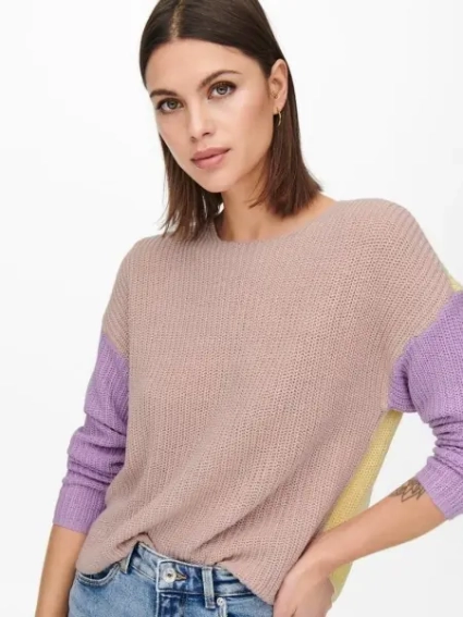 Пуловер ONLNICCI L/S BLOCK PULLOVER EX KNT 15257294-Rose Smoke-Detail:CROCUS PETAL/PASTEL YEL ONLY L 15257294-Rose Smoke-Detai фото 3 — интернет-магазин Tapok