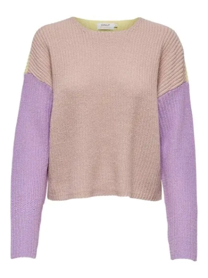Пуловер ONLNICCI L/S BLOCK PULLOVER EX KNT 15257294-Rose Smoke-Detail:CROCUS PETAL/PASTEL YEL ONLY L 15257294-Rose Smoke-Detai фото 4 — интернет-магазин Tapok