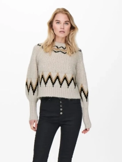 Пуловер ONLSMILA LIFE L/S PULLOVER KNT 15244145-Pumice Stone-Pattern:W. EARTH COLOURS ONLY L Бежевий 15244145-Pumice Stone-Pat