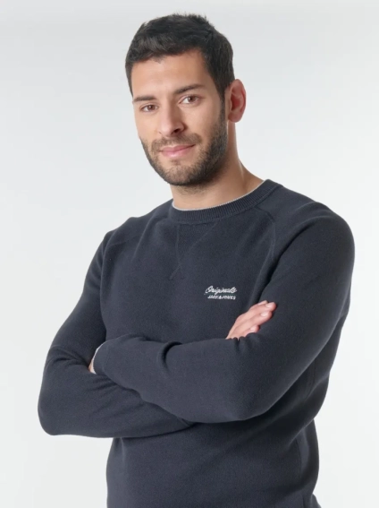 Свитшот JORJOES KNIT CREW NECK 12175774 Sky Captain Jack&amp;Jones S Темно-синий 12175774SkyCaptain фото 3 — интернет-магазин Tapok