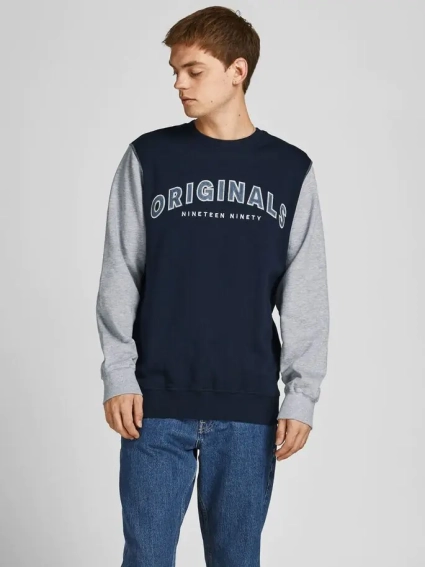 Світшот JORREWORKED SWEAT CREW NECK LTN 12207365-Navy Blazer-Fit:AUTHENTIC CROP Jack&Jones M Темно-с 12207365-Navy Blazer-Fit: фото 1 — інтернет-магазин Tapok