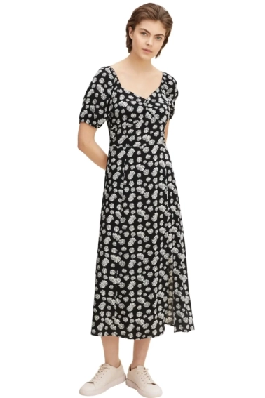 Платье fitted allover printed dress 1031324-29563 Tom Tailor M Черный 1031324-29563 фото 1 — интернет-магазин Tapok