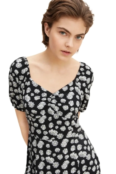 Платье fitted allover printed dress 1031324-29563 Tom Tailor M Черный 1031324-29563 фото 4 — интернет-магазин Tapok