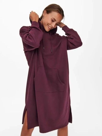 Платье ONLCHELSEA LIFE L/S OVERSIZE DRESS SWT 15241307-Winetasting ONLY L Бордовый 15241307-Winetasting фото 3 — интернет-магазин Tapok