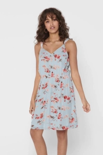 Платье ONLKARMEN S/L SHORT DRESS AOP WVN NOOS 15157655 Cashmere Blue-ROSE FLOWERS ONLY 34 Голубой 15157655CashmereBlue-ROSE
