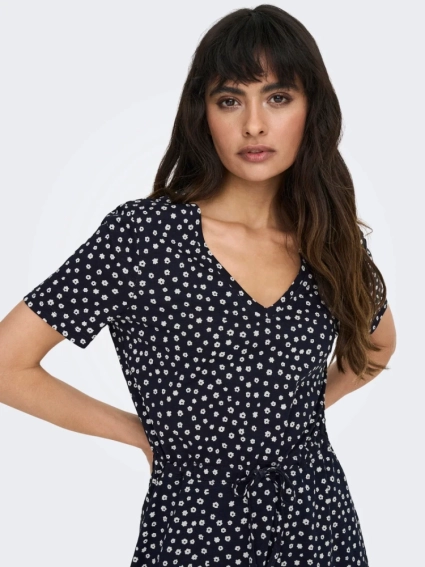 Сукня ONLMAY S/S V-NECK SHORT DRESS JRS NOOS 15286935-Night Sky-AOP:Lea flower ONLY L Темно-синій 15286935-Night Sky-AOP:Le фото 3 — інтернет-магазин Tapok