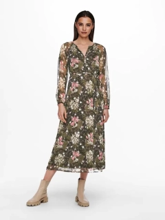 Платье ONLPHOEBE LIFE L/S MIDI DRESS WVN 15246103-Plum Truffle-AOP:LE JARDIN MIXED FLOWERS ONLY L Тем 15246103-Plum Truffle-AOP