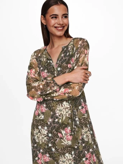 Платье ONLPHOEBE LIFE L/S MIDI DRESS WVN 15246103-Plum Truffle-AOP:LE JARDIN MIXED FLOWERS ONLY L Тем 15246103-Plum Truffle-AOP фото 3 — интернет-магазин Tapok