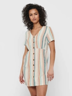 Платье ONLVIVA-OHIO BUTTON STRIPE DRESS PNT 15226232 Cloud Dancer ONLY L Белый 15226232CloudDancer