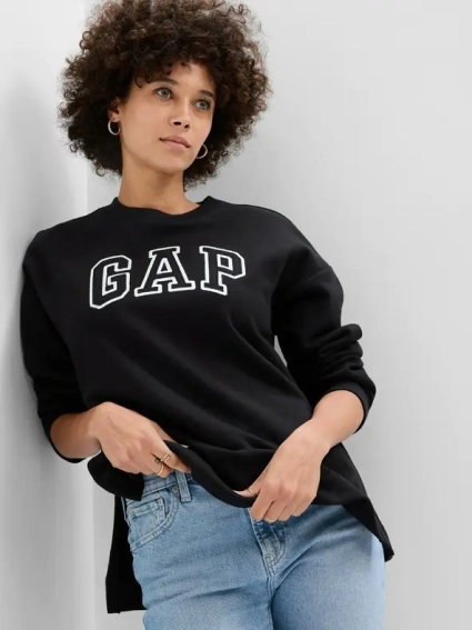 Толстовка CREWNECK LOGO TUNIC SWEATSHIRT 741683-03 GAP L Черный 741683-03 фото 1 — интернет-магазин Tapok