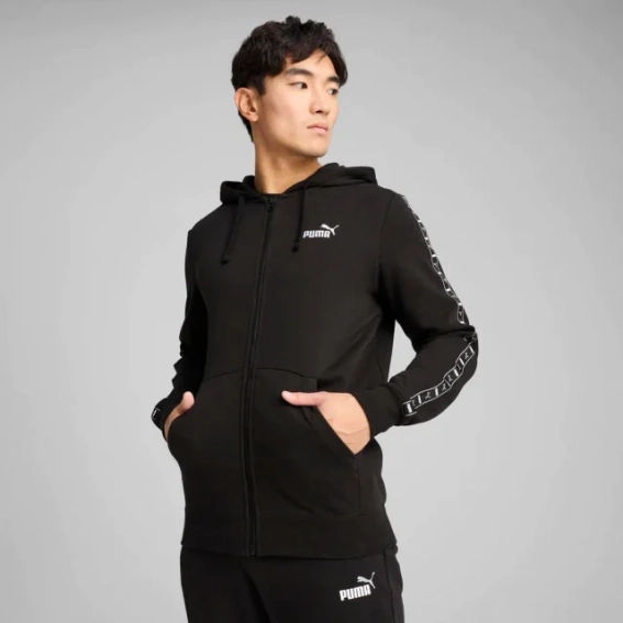 Толстовка ESS TAPE Full-Zip Hoodie 68467801 Puma L Чорний 68467801 фото 1 — інтернет-магазин Tapok