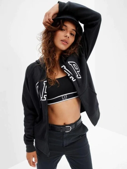 Толстовка FULLZIP LOGO HOODIE 463503-02 GAP S Чорний 463503-02 фото 1 — інтернет-магазин Tapok
