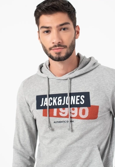 Толстовка JACSIMON LW SWEAT HOOD 12194721-Light Grey Melange Jack&amp;Jones L Серый 12194721-Light Grey Melan фото 3 — интернет-магазин Tapok