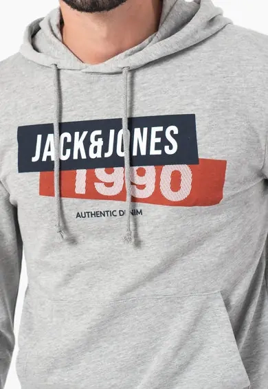 Толстовка JACSIMON LW SWEAT HOOD 12194721-Light Grey Melange Jack&amp;Jones L Серый 12194721-Light Grey Melan фото 4 — интернет-магазин Tapok