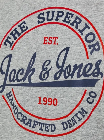Толстовка JJBRAT SWEAT CREW NECK 12201404-Light Grey Melange-Print:Navy Blazer Jack&amp;Jones XXL Серый 12201404-Light Grey Melan фото 4 — интернет-магазин Tapok