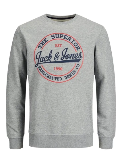 Толстовка JJBRAT SWEAT CREW NECK 12201404-Light Grey Melange-Print:Navy Blazer Jack&amp;Jones XXL Серый 12201404-Light Grey Melan фото 5 — интернет-магазин Tapok