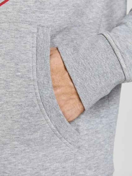 Толстовка JJBRAT SWEAT HOOD 12201406-Light Grey Melange-Print:Navy Blazer. Tru Jack&Jones L Сірий 12201406-Light Grey Melan фото 4 — інтернет-магазин Tapok