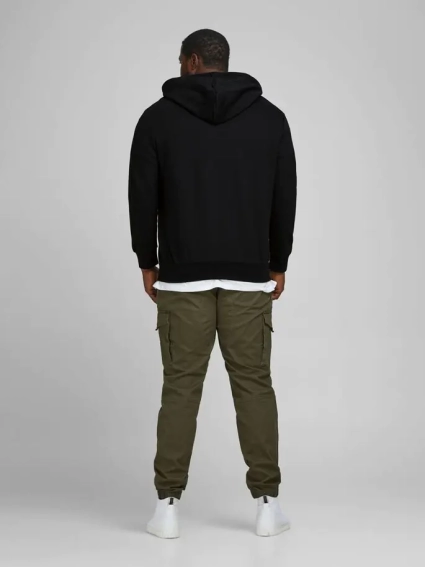 Толстовка JJEBASIC SWEAT ZIP HOOD NOOS PS 12182493-Black Jack&amp;Jones PLUS 2XL Черный 12182493-Black фото 2 — интернет-магазин Tapok