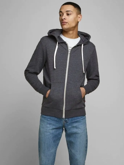 Толстовка JJEHOLMEN SWEAT ZIP HOOD NOOS 12136884-Dark Grey Melange-Fit:REG FIT Jack&amp;Jones L Темно-си 12136884-Dark Grey Melang фото 1 — интернет-магазин Tapok