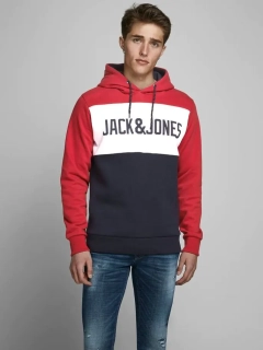 Толстовка JJELOGO BLOCKING SWEAT HOOD NOOS 12172344 Tango Red Jack&Jones M Червоний 12172344TangoRed
