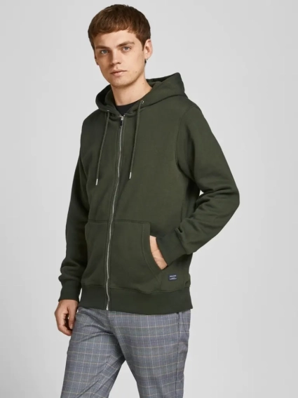 Толстовка JJESOFT BASIC SWEAT ZIP HOOD NOOS 12191895-Forest Night-Fit: REG FIT Jack&amp;Jones XXL Зеленый 12191895-Forest Night-Fit фото 2 — интернет-магазин Tapok