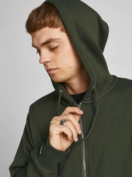 Толстовка JJESOFT BASIC SWEAT ZIP HOOD NOOS 12191895-Forest Night-Fit: REG FIT Jack&amp;Jones XXL Зеленый 12191895-Forest Night-Fit фото 4 — интернет-магазин Tapok