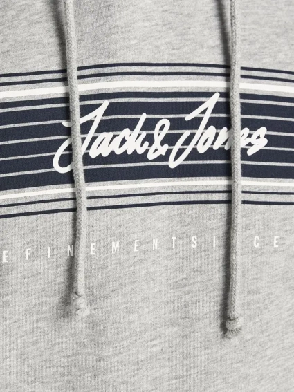 Толстовка JJLEO SWEAT HOOD 12200768-Light Grey Melange Jack&Jones L Сірий 12200768-Light Grey Melan фото 4 — інтернет-магазин Tapok