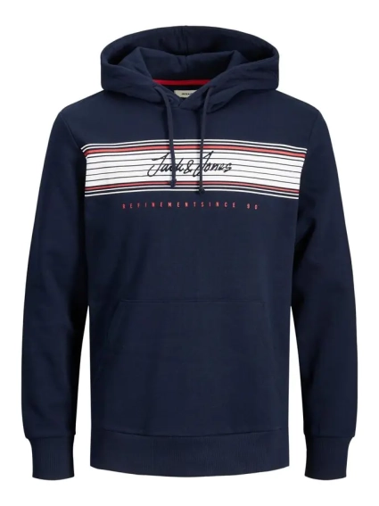 Толстовка JJLEO SWEAT HOOD 12200768-Navy Blazer Jack&Jones L Темно-синій 12200768-Navy Blazer фото 1 — інтернет-магазин Tapok
