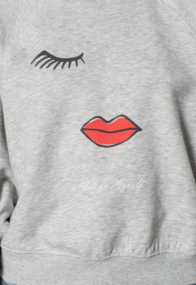 Толстовка ONLJENNIFER LIFE L/S O-NECK BOX SWT 15250226-Light Grey Melange-Print:FACE ONLY L Серый 15250226-Light Grey Melan фото 4 — интернет-магазин Tapok