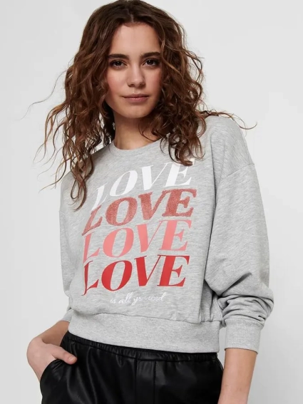 Толстовка ONLLOVE LIFE L/S O-NE 15226033 Light Grey Melange ONLY L Сірий 15226033LightGreyMela фото 3 — інтернет-магазин Tapok