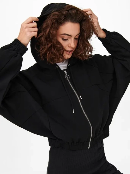 Толстовка ONLMARIYA L/S ZIP HOODIE PNT 15243731-Black ONLY L Чорний 15243731-Black фото 5 — інтернет-магазин Tapok