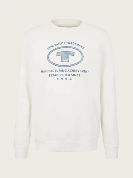 Толстовка printed crewneck sweater 1032929-10332 Tom Tailor L Белый 1032929-10332 фото 4 — интернет-магазин Tapok