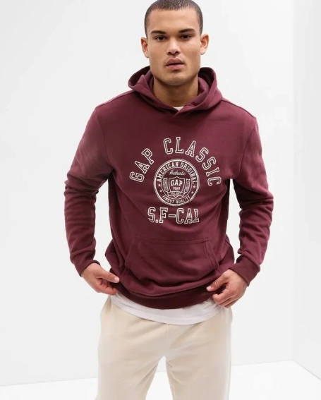 Толстовка PULLOVER LOGO HOODIE 795694-02 GAP L Бордовий 795694-02 фото 1 — інтернет-магазин Tapok