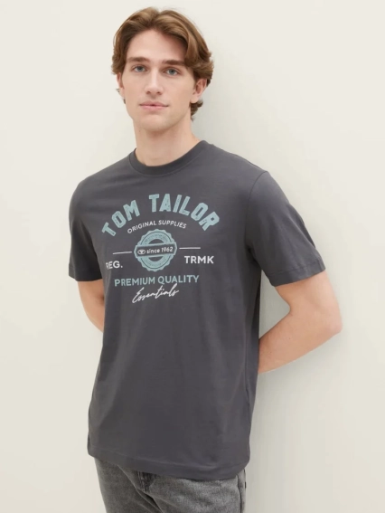 Футболка 1037735-10899 Tom Tailor L Темно-сірий 1037735-10899 фото 1 — інтернет-магазин Tapok