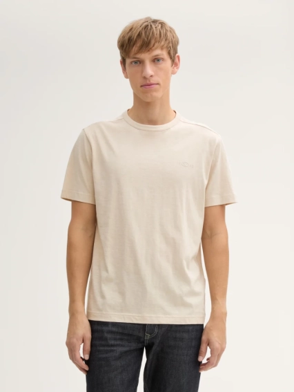 Футболка Basic cotton T-shirt 1045627-10336 Tom Tailor L Бежевий 1045627-10336 фото 1 — інтернет-магазин Tapok