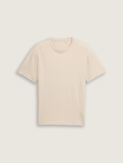 Футболка Basic cotton T-shirt 1045627-10336 Tom Tailor L Бежевий 1045627-10336 фото 4 — інтернет-магазин Tapok