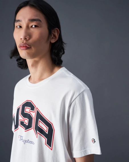 Футболка crewneck t-shirt 219747-WW001 Champion L Белый 219747-WW001 фото 4 — интернет-магазин Tapok