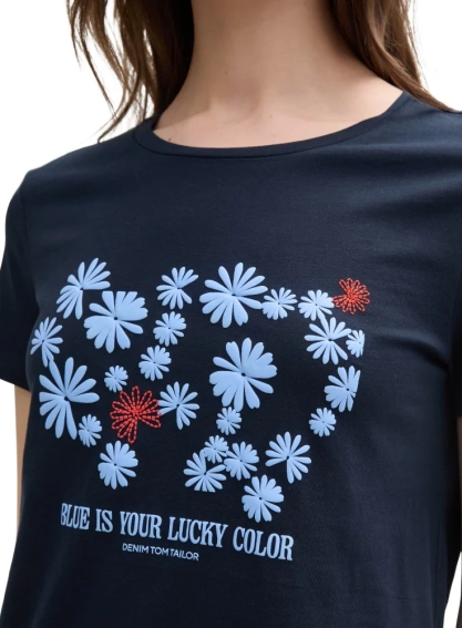 Футболка DENIM women's T-shirt 1045417-10668 Tom Tailor L Темно-синій 1045417-10668 фото 3 — інтернет-магазин Tapok