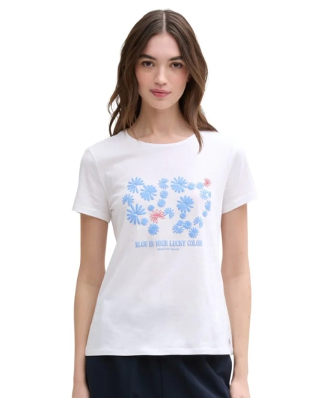 Футболка DENIM women&#39;s T-shirt 1045417-20000 Tom Tailor L Белый 1045417-20000 фото 1 — интернет-магазин Tapok