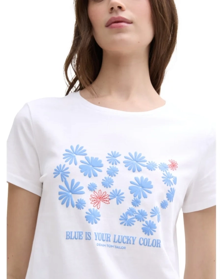 Футболка DENIM women&#39;s T-shirt 1045417-20000 Tom Tailor L Белый 1045417-20000 фото 3 — интернет-магазин Tapok