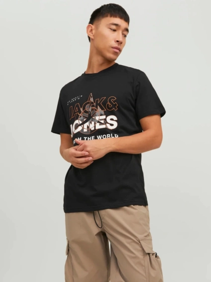 Футболка JCOHUNT TEE SS CREW NECK LN 12228391-Black Jack&Jones M Чорний 12228391-Black фото 1 — інтернет-магазин Tapok