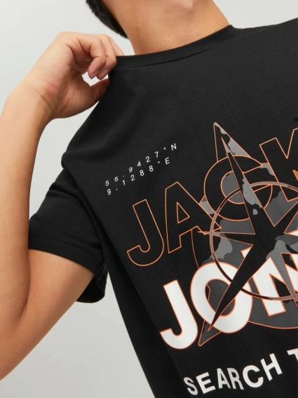 Футболка JCOHUNT TEE SS CREW NECK LN 12228391-Black Jack&Jones M Чорний 12228391-Black фото 3 — інтернет-магазин Tapok