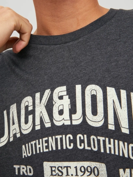 Футболка JJEJEANS TEE SS O-NECK NOOS 22/23 12210949-Dark Grey Melange-Detail:MELANGE Jack&Jones M Те 12210949-Dark Grey Melang фото 3 — інтернет-магазин Tapok